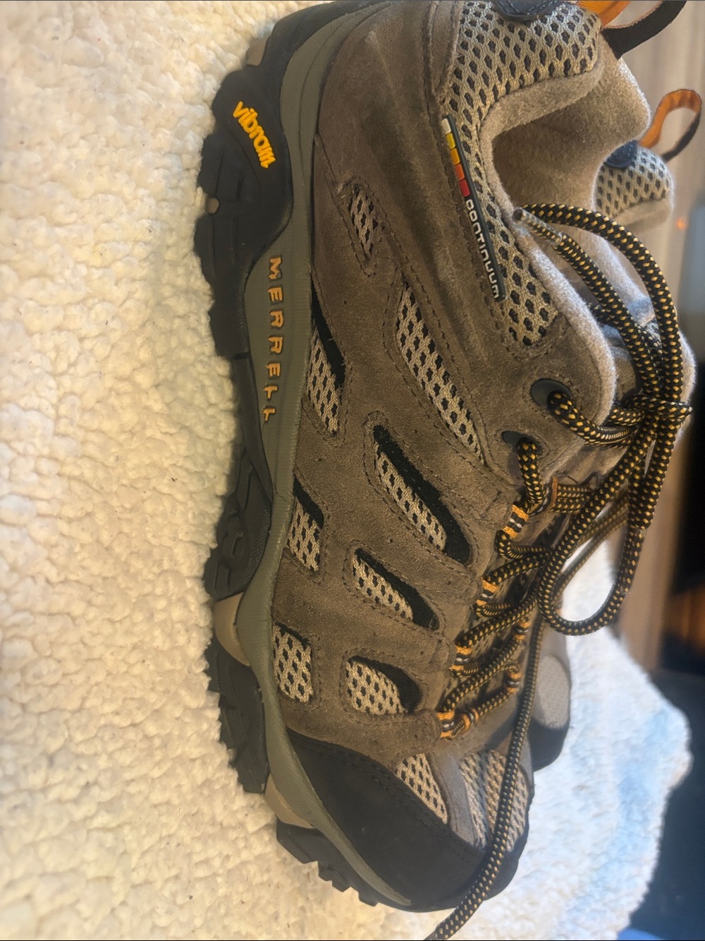 Merrell Kids Gray and Black Trail Sneakers with Yellow Lacing Detail - Picture 5 of 5